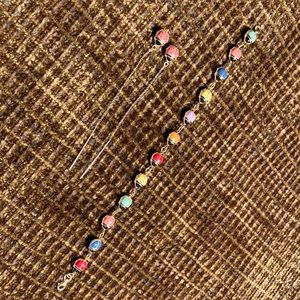 14k and enamel ladybug bracelet with matching threader ladybug earrings